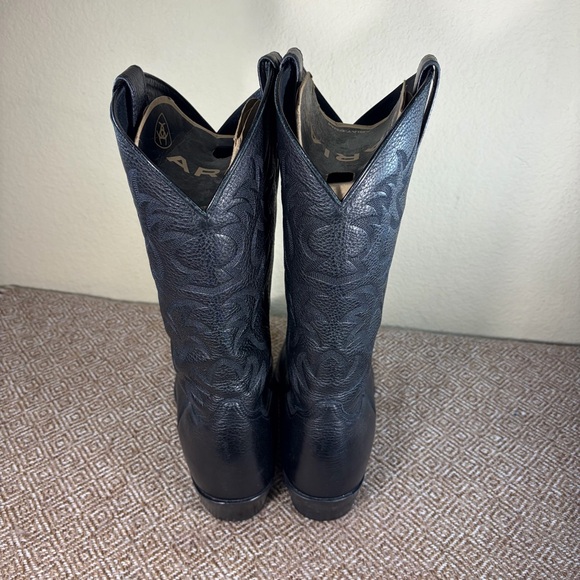 Ariat Heritage R Toe Western Cowboy Boots Black Deer Tanned Leather Men's US 12D - Picture 6 of 11